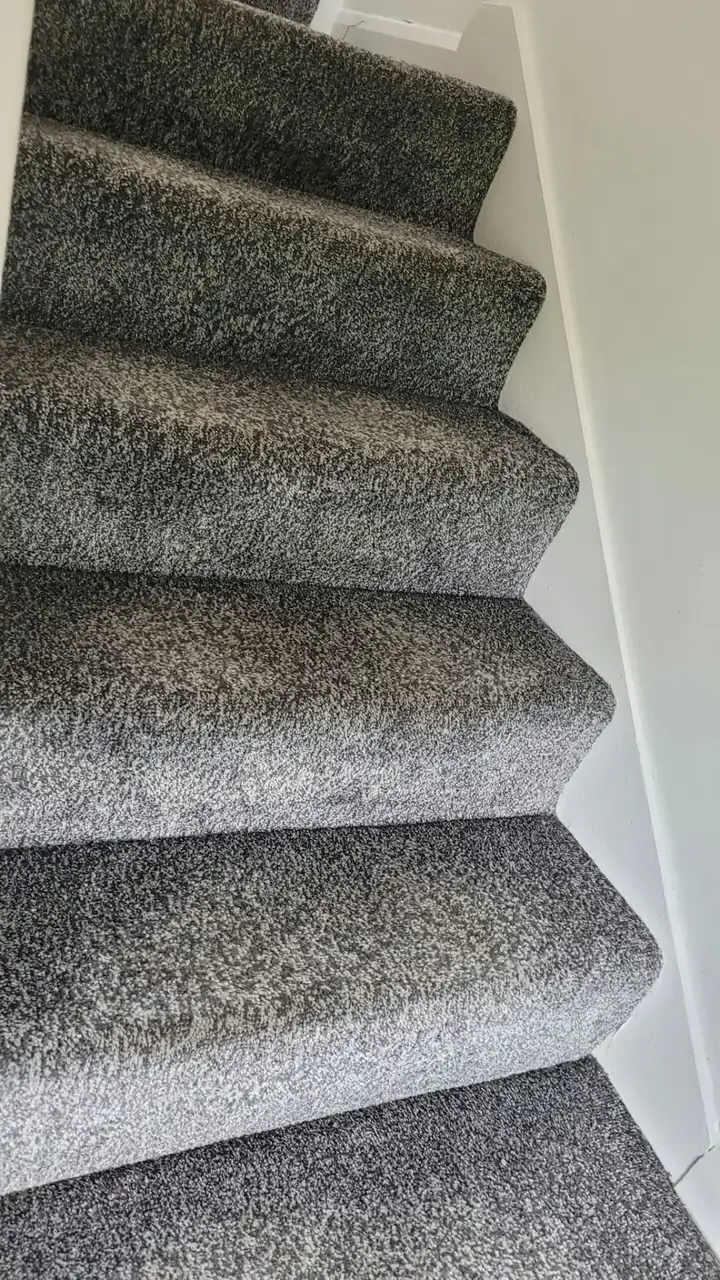Grey stair carpet after a professional deep clean